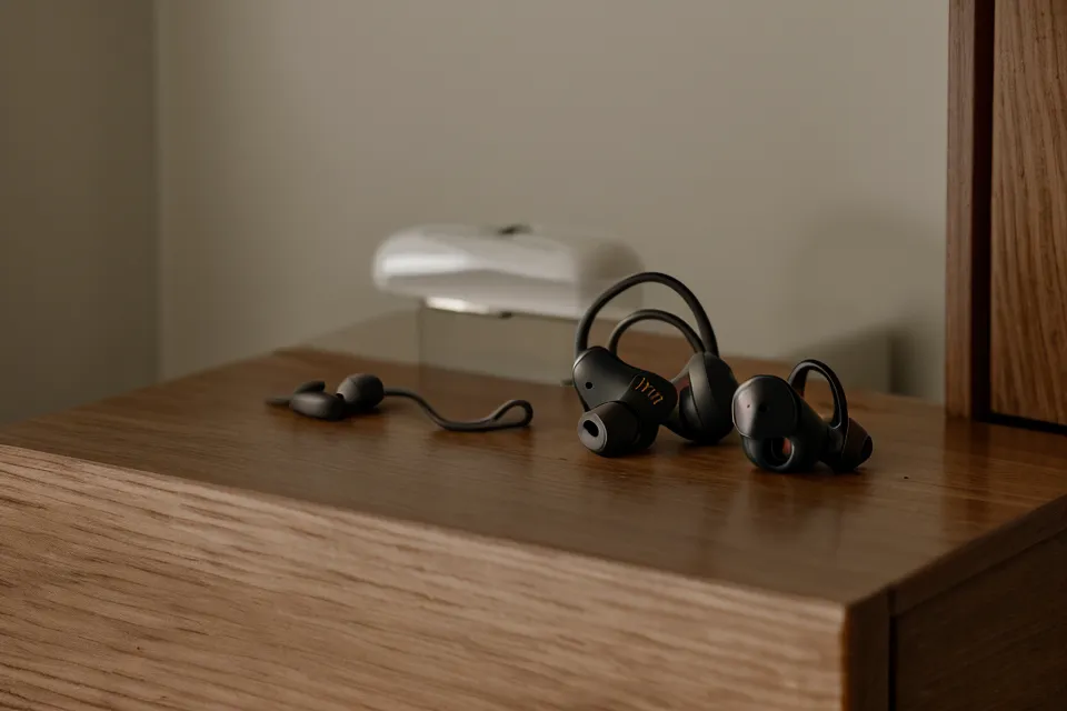 Noise-Cancelling-Kopfhörer neben Projektplaner auf dem Schreibtisch – Fokus-Hacks nach einem langen IT-Beratungs-Tag