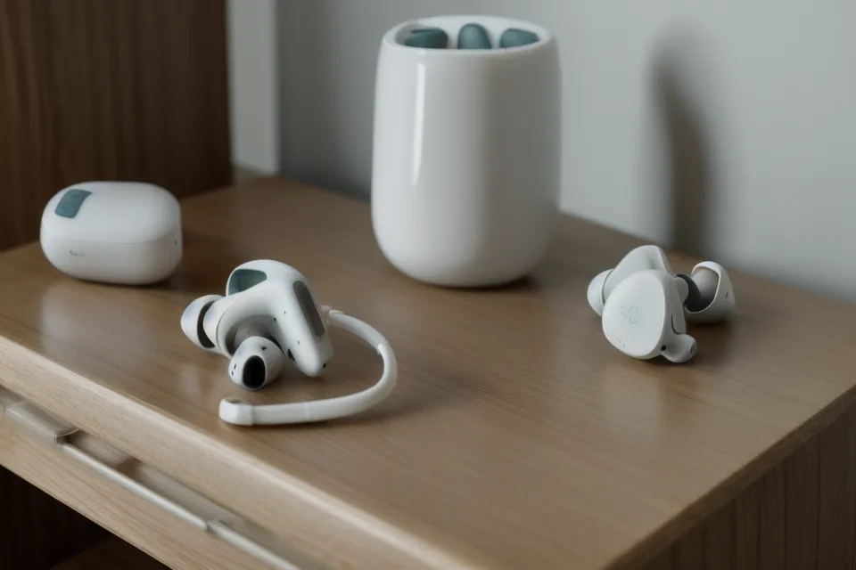 Nahaufnahme eines Smartphones mit Rife-Frequenzen-Audio auf einem Bett für bessere Schlafoptimierung